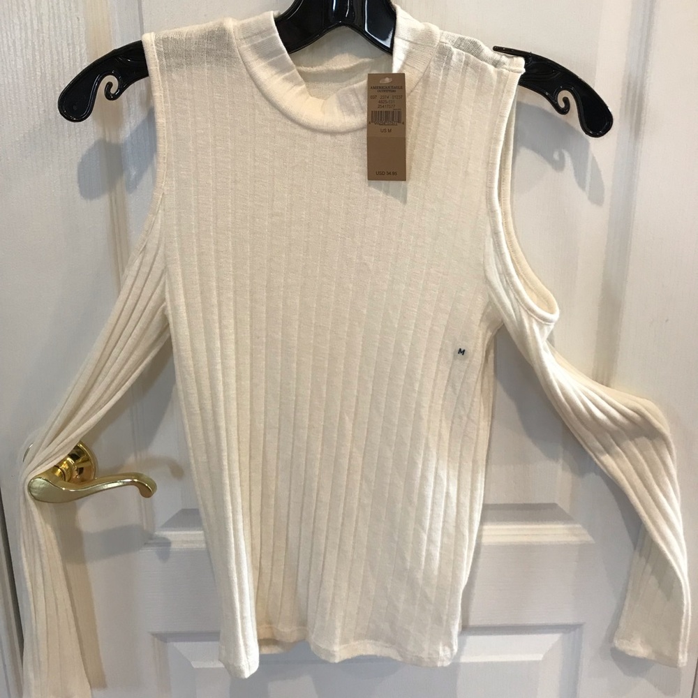American Eagle Cold Shoulder Sweater Cream Color